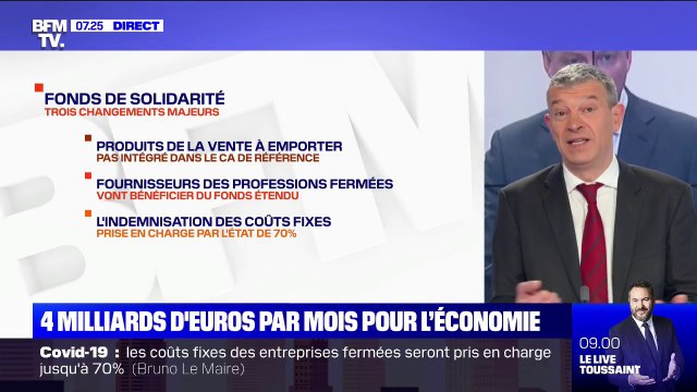 Covid-19: 4 milliards d'euros par mois pour soutenir l'économie