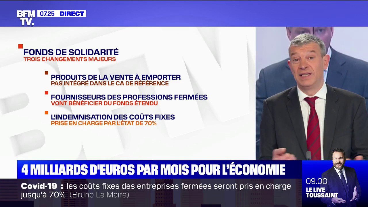 Covid-19: 4 milliards d'euros par mois pour soutenir l'économie