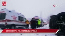 Zonguldak'ta yolcu otobüsü devrildi