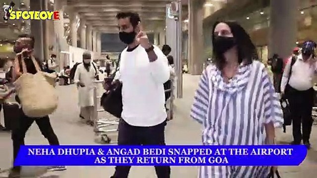 Neha Dhupia and Angad Bedi Spotted at the Airport as they return from Goa | SpotboyE