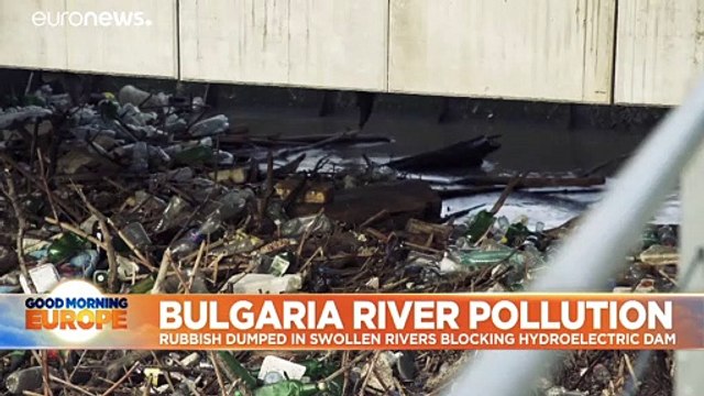 Floating islands of rubbish pollute Bulgaria's rivers after days of heavy rainfall