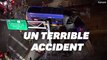 À New York, un impressionnant accident laisse un bus suspendu au-dessus de la route