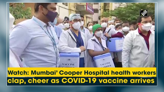 Health workers at Mumbai's Cooper Hospital clap, cheer as Covid-19 vaccine arrives