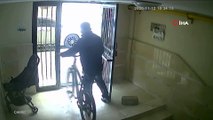 Kapıları zile basarak açtıran bisiklet hırsızı kamerada