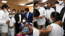 Covid-19 Vaccination Drive : Sanitation Worker B. Pushpakumari Taken First Vaccine In AP