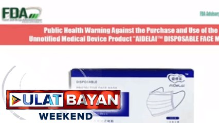 FDA, nagbabala sa publiko na 'wag bumili ng Aidelai Surgical Face Mask