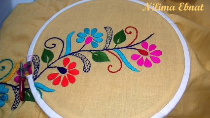 Hand embroidery | border line design for Sharee/ skirf |Nilima Ebnat