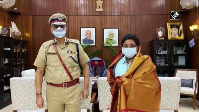 Lt Governor Kiran Bedi welcomes new Puducherry DGP RS Krishnia