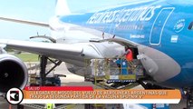 Llegada de Moscú del vuelo de Aerolíneas Argentinas que trajo la segunda partida de la vacuna Sputnik V