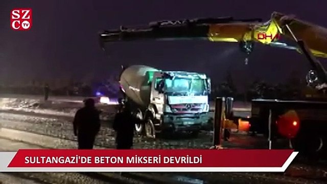 Sultangazi’de beton mikseri devrildi