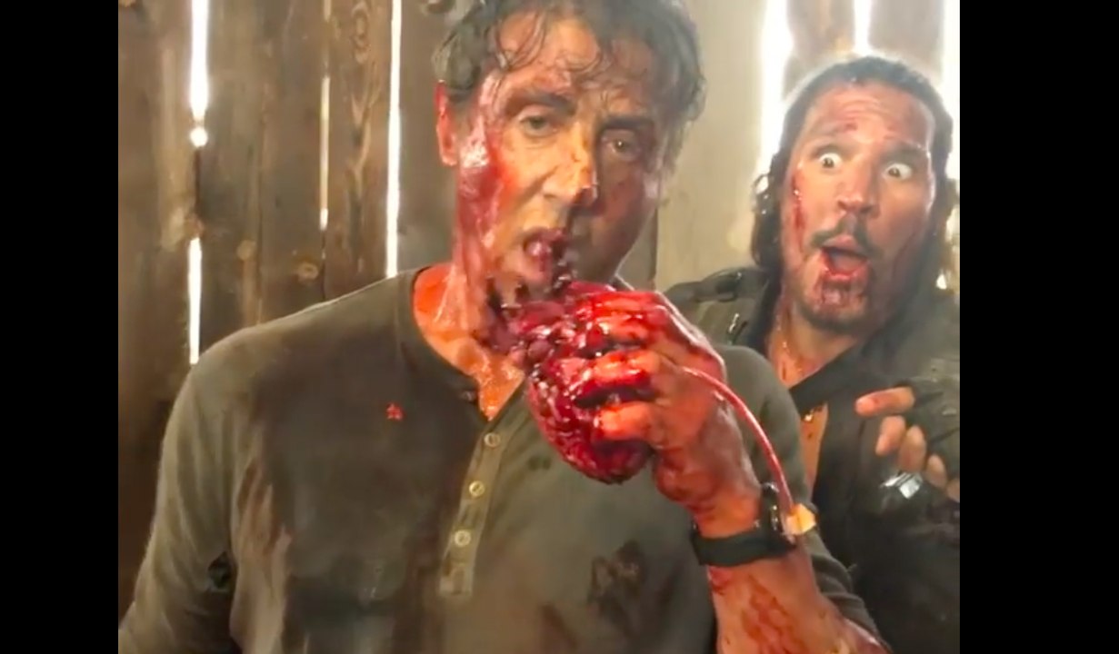 Sylvester Stallone eats a human heart - RAMBO 5 Behind the scenes