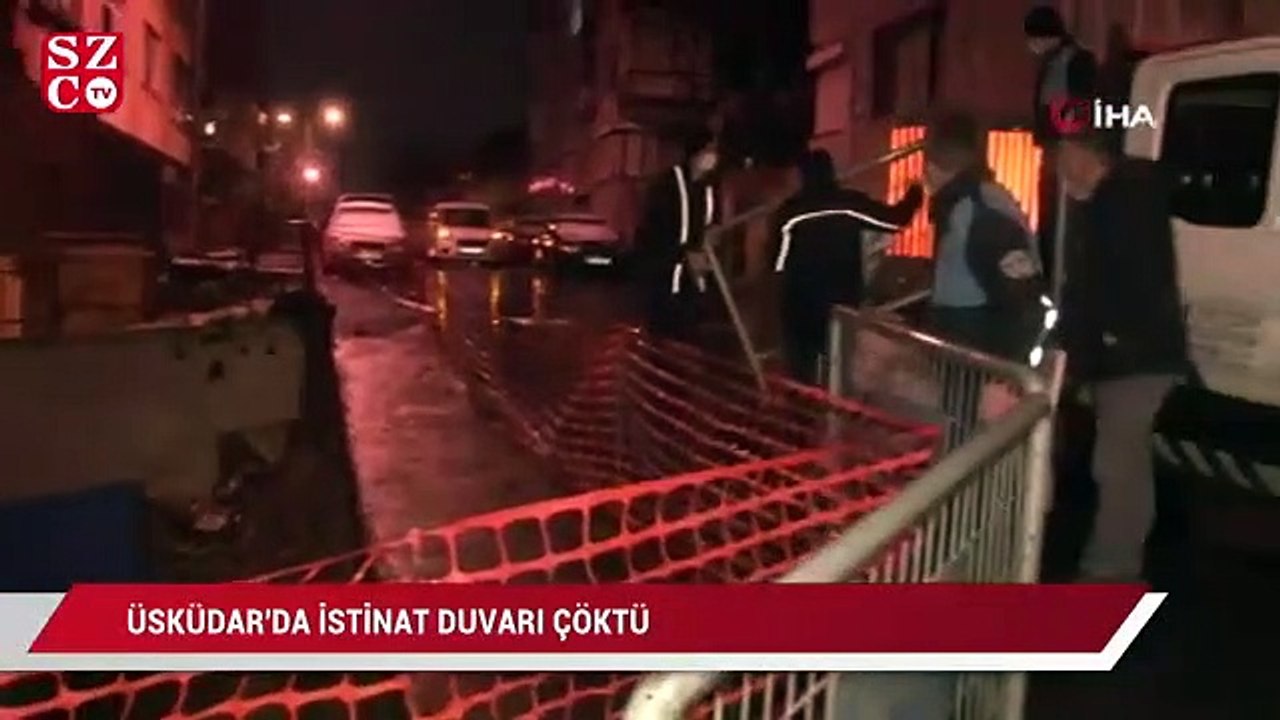 Üsküdar’da kar ve yağmur yağışı nedeniyle istinat duvarı çöktü
