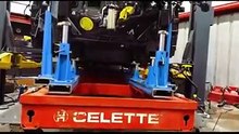 BMW I3 collision damage repair on a Celette car frame machine at LA collision center