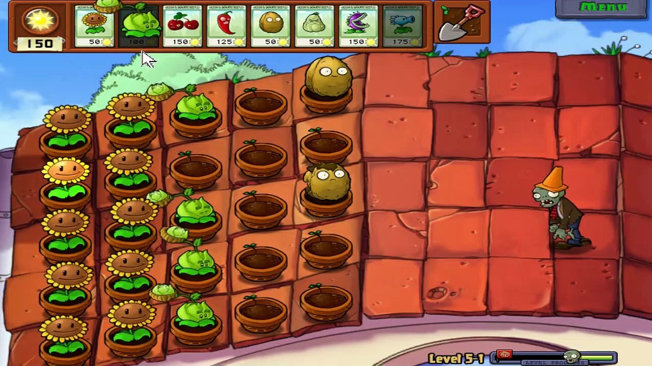 Getting Flower Pot  & Twin Sunflflower - Adventure - Level 5-1 - Plants Vs Zombies