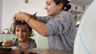Mom Makes Funny Hairstyle While Getting Son Ready for Halloween