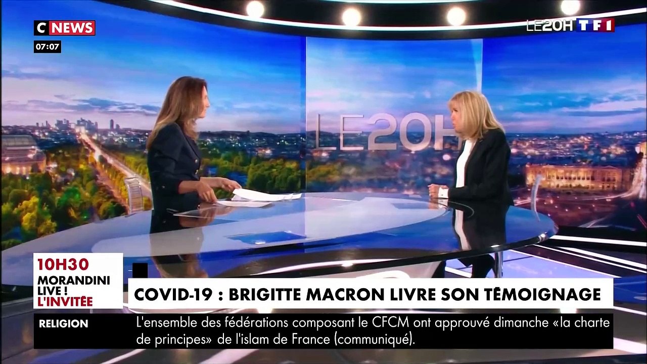 Coronavirus : Brigitte Macron a raconté hier soir pour la première fois au 20h de TF1 son combat contre le virus : "J'ai eu une forme médiane avec perte de goût, perte d'odorat, fatigue et migraines"