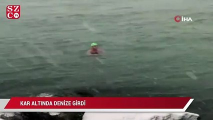 İstanbul’da şaşkınlık oluşturan görüntü: Kar altında denize girdi