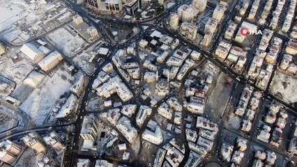 Beylikdüzü'nde kar manzarası havadan görüntülendi