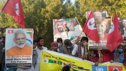 Protest against Pak PM, Modi's picture in protesters hand
