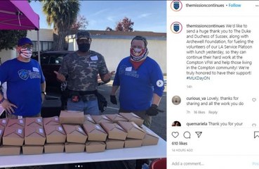 Duke and Duchess of Sussex donate lunches to volunteers