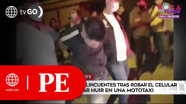 Capturan a dos delincuentes tras robar el celular a joven e intentar huir en moto | Primera Edición