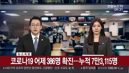 [속보] 코로나19 어제 386명 확진…누적 7만3,115명