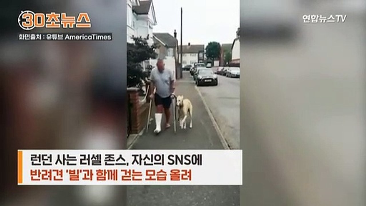 [30초뉴스] "주인과 아픔 같이"…목발 짚은 주인 따라 다리 저는 반려견