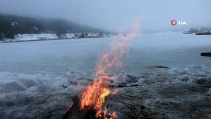 Simav Gölcük Krater Gölü dondu