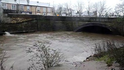 River Calder runs fast through Padiham as Storm Christoph hits the region