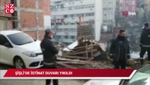 Şişli'de istinat duvarı yıkıldı, mahalleli doğal gaz korkusuyla mahalleyi boşalttı