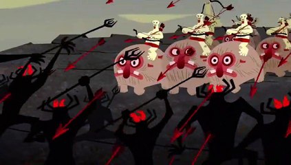 Samurai Jack - Jack's old friends vs Aku with "I need a hero" from Shrek 2