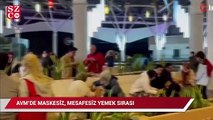 AVM’de mesafesiz, maskesiz yemek sırası