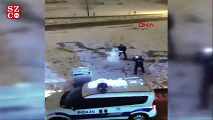 Polis ekipleri, kardan adam ile fotoğraf çekindi