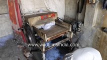 Cotton ginning with remote desi machine at small scale factory in North India