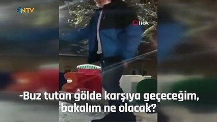 Donmuş havuzda ''yürürüm'' iddiası hüsranla bitti