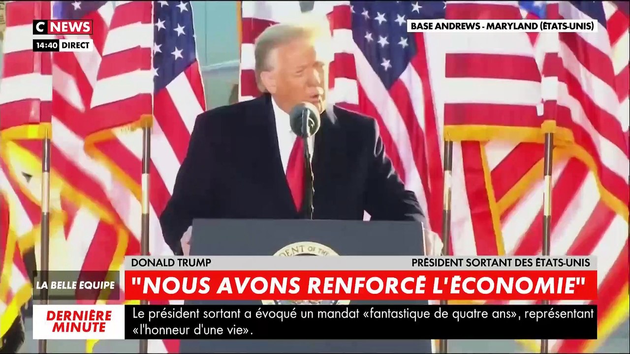 Investiture Joe Biden - Donald Trump qui a quitté la Maison Blanche pour la dernière fois: "Ce furent 4 années extraordinaires (...) Je reviendrai d'une manière ou d'une autre" mis à jour