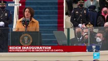 Amy Klobuchar introduces Joe Biden and Kamala Harris as US President and VP during inauguration