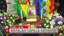 Se instaló una capilla ardiente en memoria de Felipe Quispe