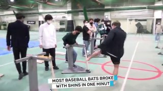 Guinness World Records - Kickboxing legend breaks baseball bats with his SHIN
