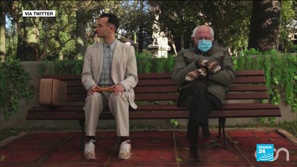 Bernie Sanders becomes internet meme with mittens during US inauguration ceremony