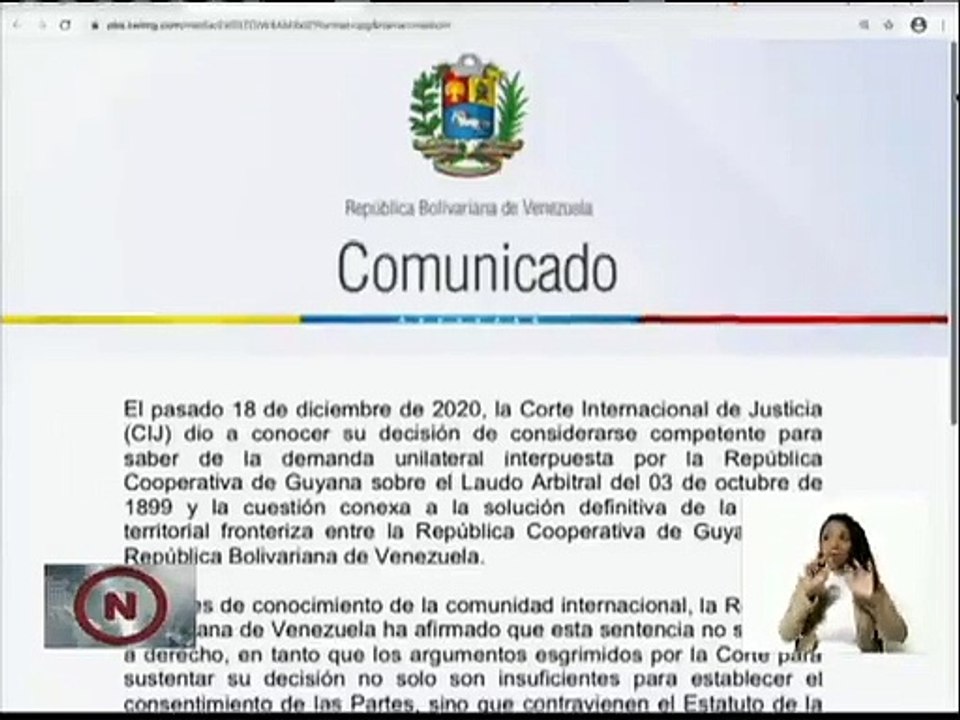 Venezuela considera atropellada la próxima convocatoria telemática de la CIJ sobre caso del Esequibo