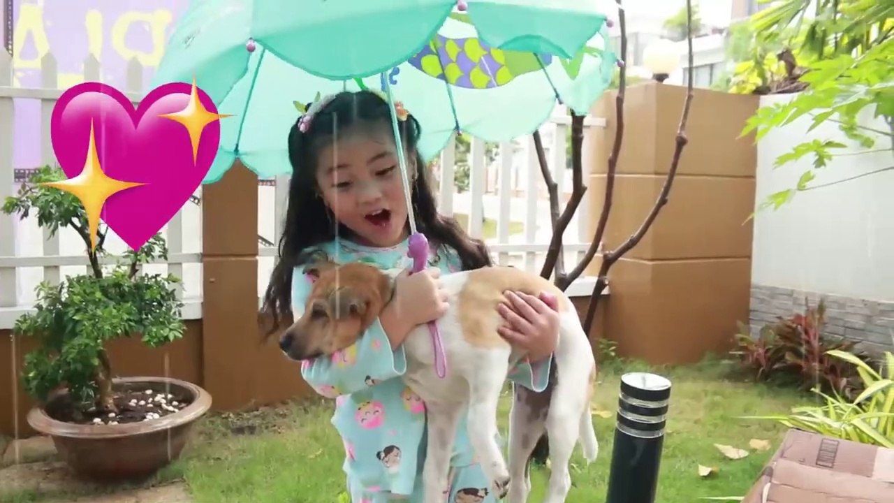 Annie Pretend Play Take Care of Puppy Dog and Sick Uncle - Kids videos
