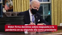 Biden firma decretos sobre respuesta a la pandemia en su segundo día como presidente