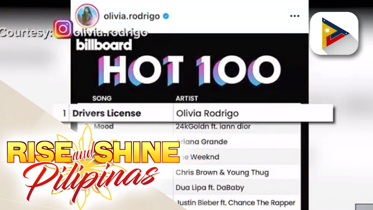 TALK BIZ: Kanta ng Filipino-American singer na si Olivia Rodrigo, number 1 ngayong sa Billboard Hot 100!