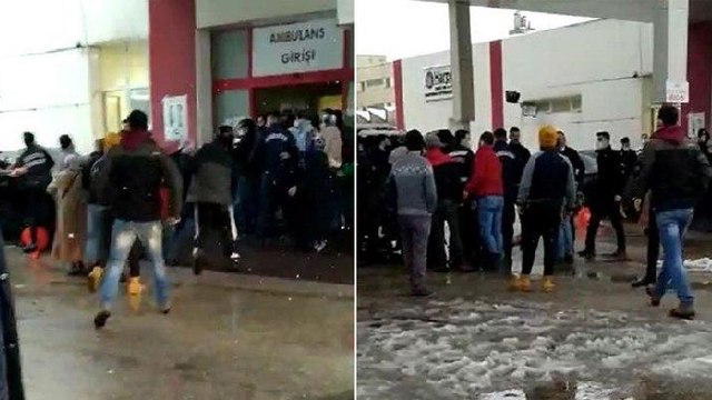Hasta yakınlarının güvenlik görevlilerine saldırı anı kamerada