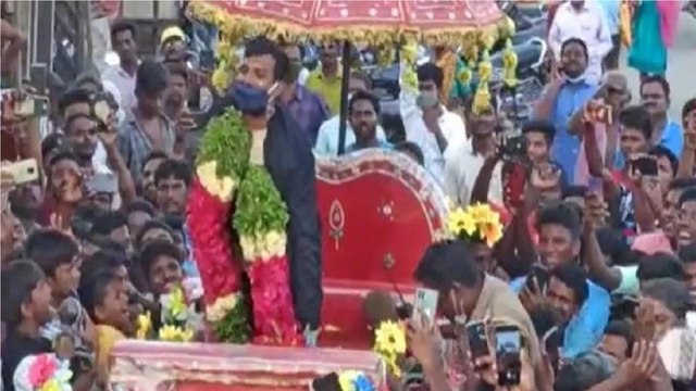 Natarajan gets a rousing welcome at home
