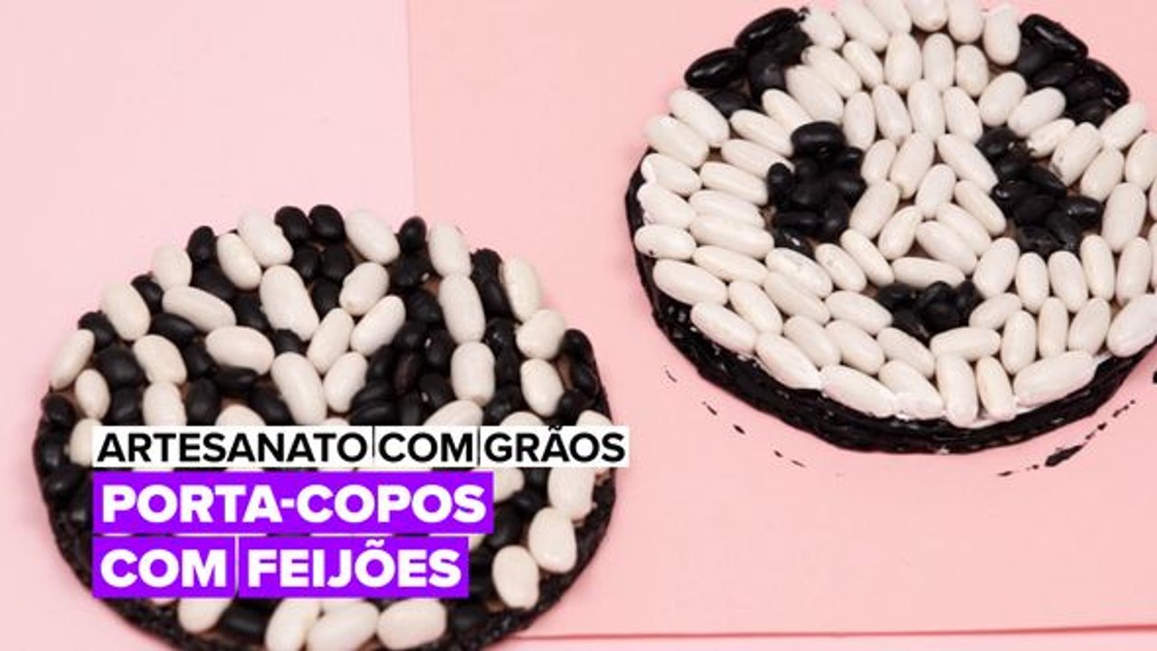 Artesanato com Grãos: Porta-copos com feijões