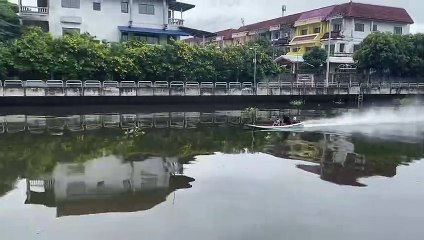 Grandpa and 5 Year Old on a Thai Longtail Hydroplane Racing Boat