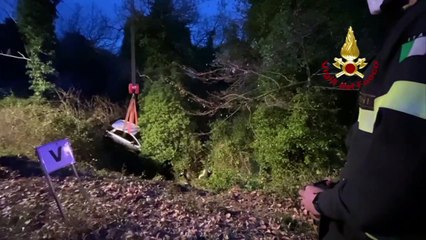 San Gemini (TR) - Auto finisce in un canale a Poggio Azzuano (22.01.21)