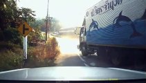 Truck Rolls Backward Down Hill and Hits Car